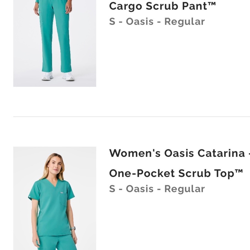FIGS Women's Oasis (Teal) Scrub Set - Kade Cargo and Catarina Top